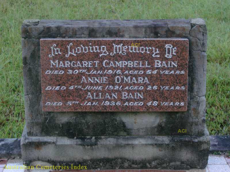 Photo of headstones/Margaret Campbell Bain d1916 hdstn Wauchope Crossroads cem